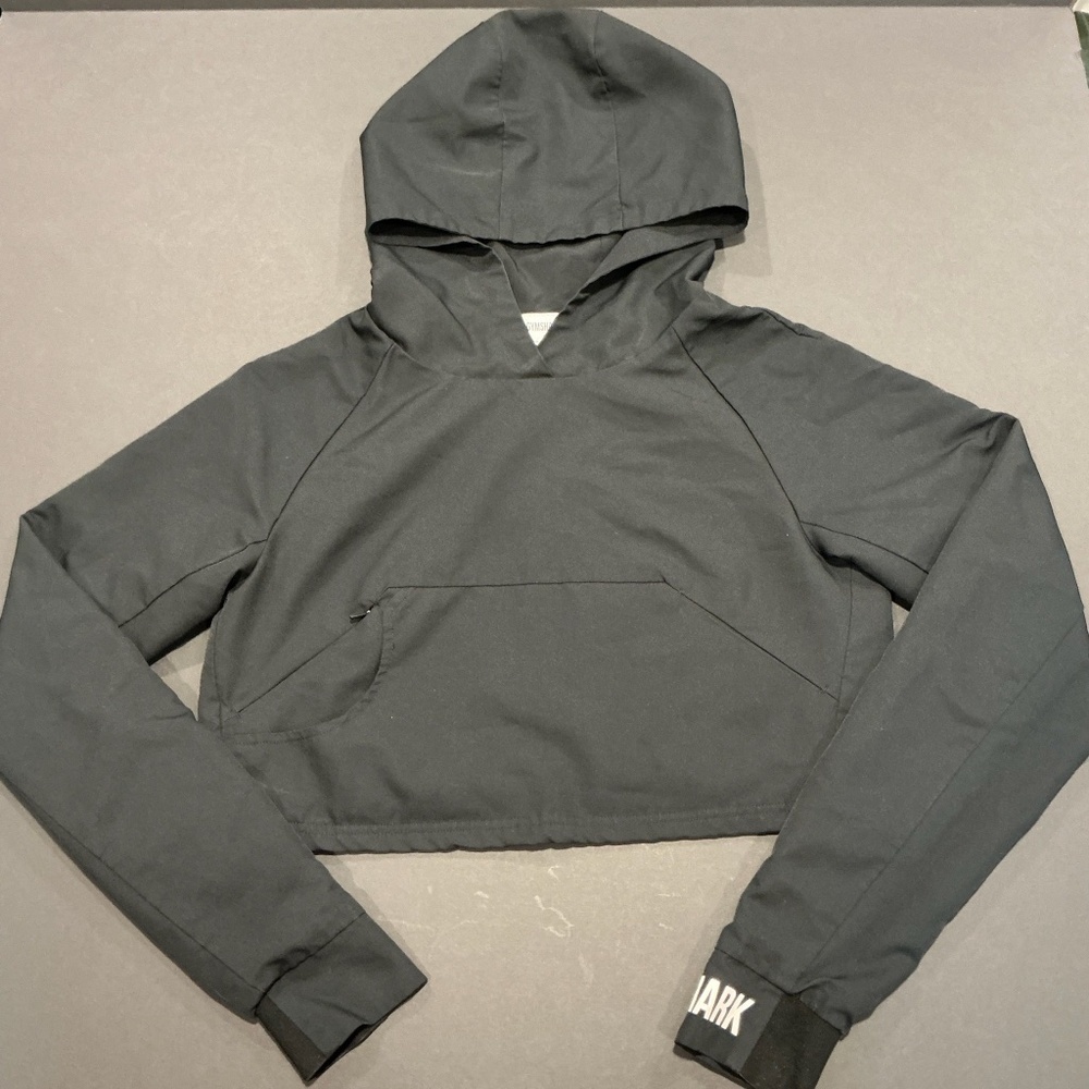 Gymshark Black Cropped Lightweight Zip Front Athletic Jacket Small